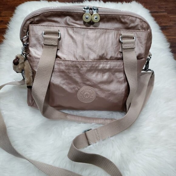 Kipling Metallic Rose Gold Brandee Crossbody And Small Pink Abby Pouch Set - Picture 4 of 14